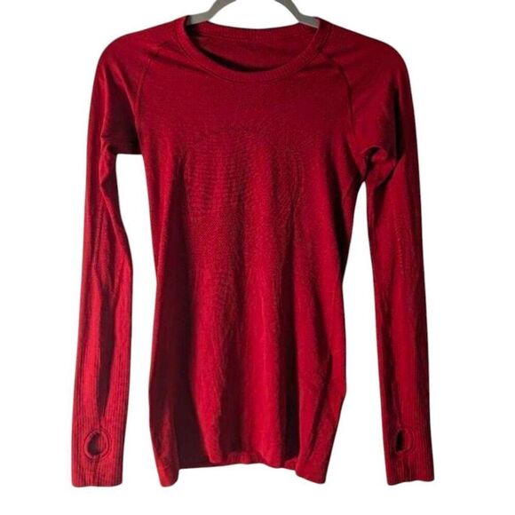 LULULEMON ATHLETICA Swiftly Tech Long Sleeve in Vivid Flame Size 4 - Picture 2 of 3